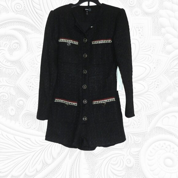 Aqua XS Black Textured Tweed Romper - NWT - Picture 1 of 3